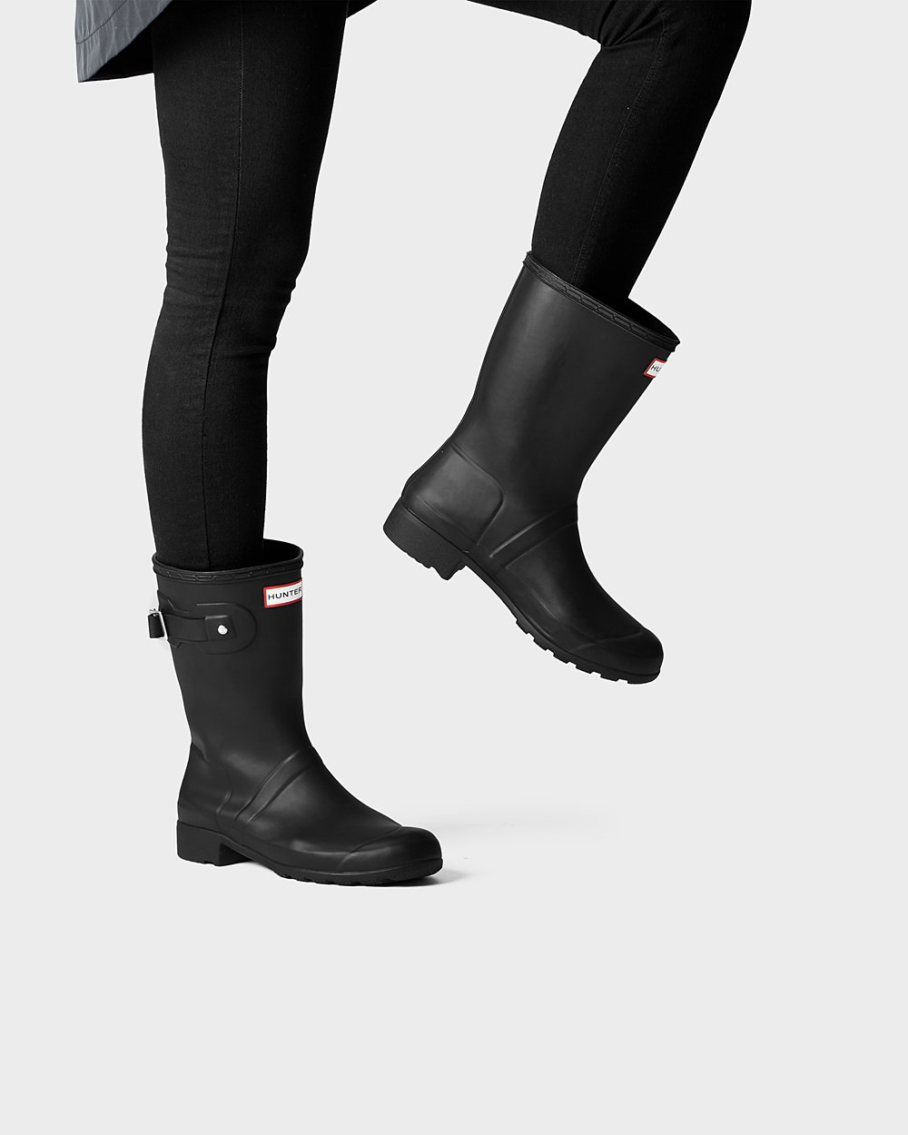 Women Hunter Original Tour Foldable | Short Rain Boots Black | NZ-62107-KJZT